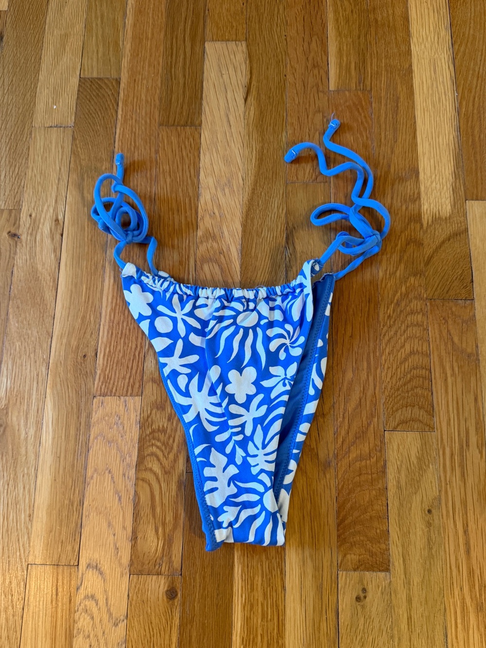 Women’s Blue Floral Tie-Side Bikini Bottom